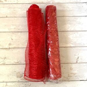 Red Sparkly Glitter Decorative Mesh 21in x 10 yards Set of 2 Holiday Christmas